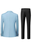 Zwart Grijs 3-delig Peak Lapel One Button Heren Kostuums
