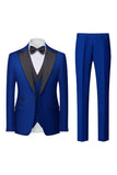 Zwart Grijs 3-delig Peak Lapel One Button Heren Kostuums