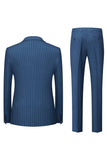 Navy Pinstriped Peak Lapel 2-delige formele herenpakken