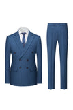 Navy Pinstriped Peak Lapel 2-delige formele herenpakken