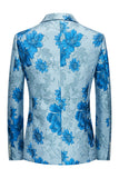 Pink Flower Jacquard Revers met inkeping Heren Blazer