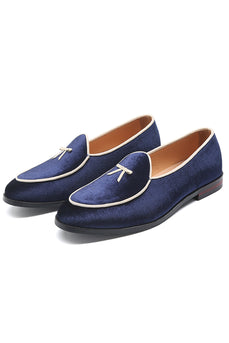 Blauwe Slip-On Heren Trouwfeest Schoenen