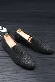 Zwarte Pailletten Slip-On Herenschoenen