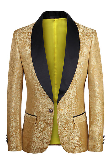 Golden One Button Jacquard Heren Prom Blazer