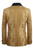 Golden One Button Jacquard Heren Prom Blazer