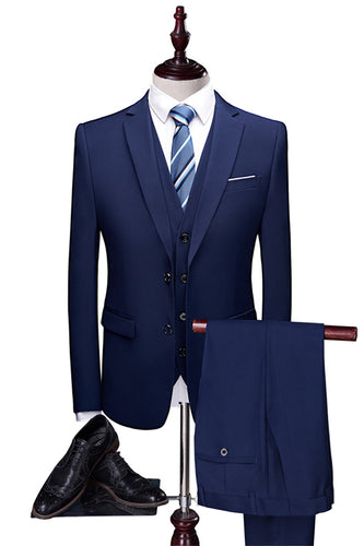 Marineblauw 3-delig Slim Fit Casual Smoking Suits