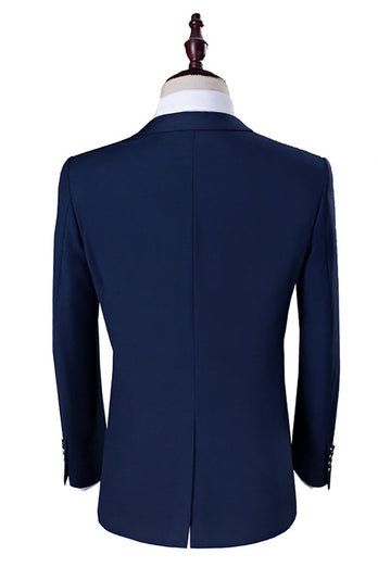 Marineblauw 3-delig Slim Fit Casual Smoking Suits