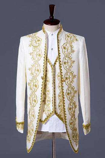 Witte Heren 3 Delige Sjaal Revers Prom Suits