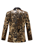 Gouden Bloemvormige Pailletten Heren Blazer