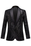 Zwarte Jacquard One Button Heren Blazer