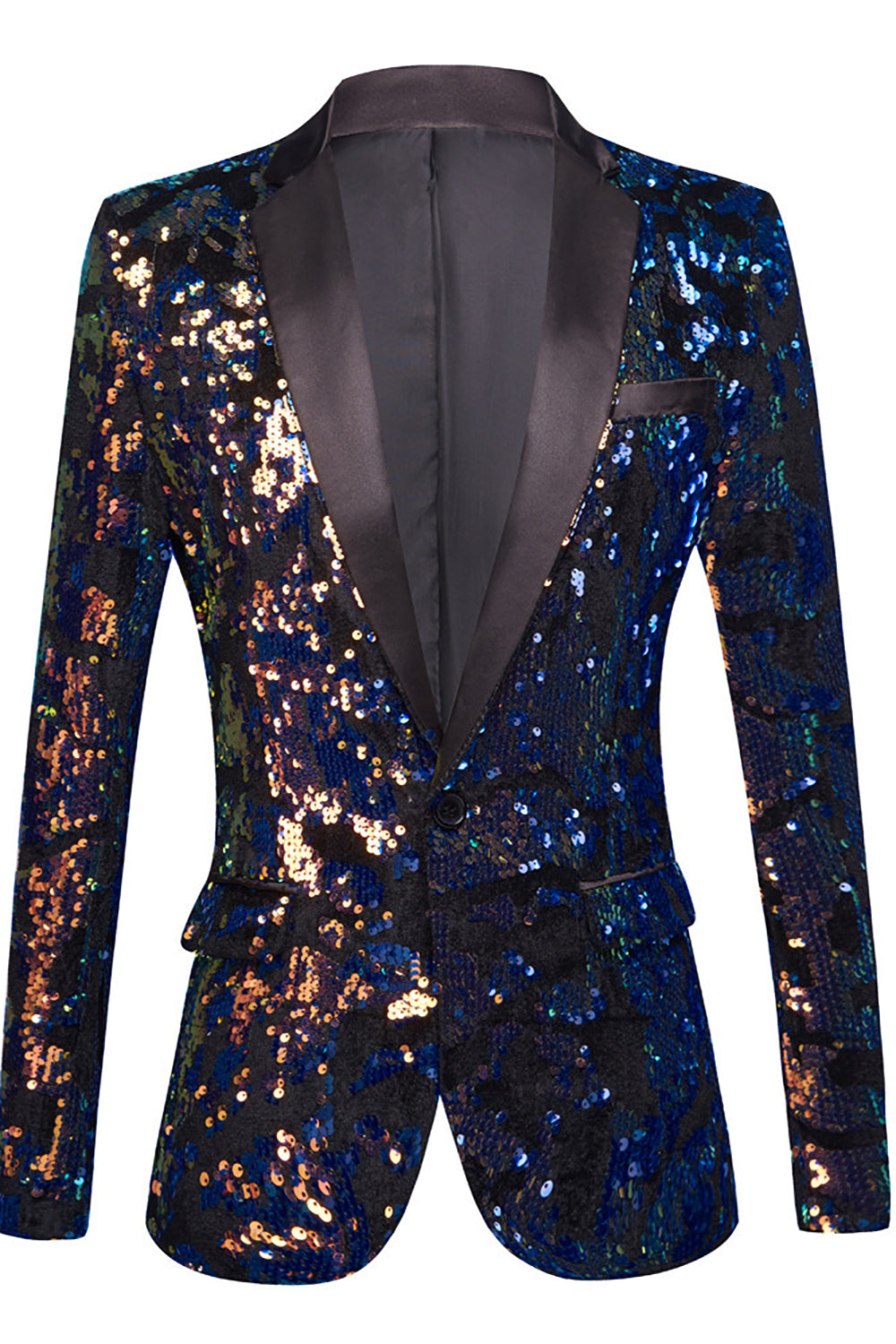 Sprankelende Donkerblauwe Pailletten Heren Blazer