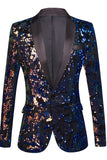 Sprankelende Donkerblauwe Pailletten Heren Blazer