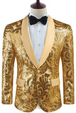 Gouden Sjaal Revers Pailletten Heren Blazer