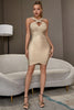 Afbeelding in Gallery-weergave laden, Hollow Out Gold Bodycon Cocktail Jurk