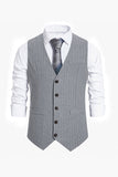 Single Breasted Slim Fit Gestreept HerenPak Vest