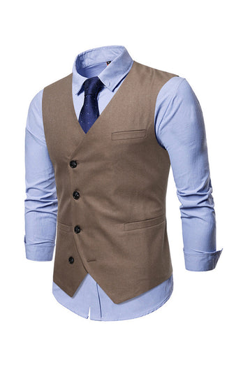 Single Breasted Slim Fit Heren Effen Kleur Pak Vest