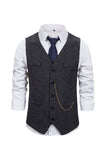 V-hals Single Breasted Heren Grijs Casual Vest