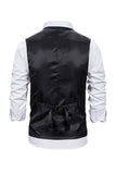 V-hals Single Breasted Heren Grijs Casual Vest