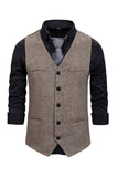 V-hals Single Breasted Heren Grijs Casual Vest