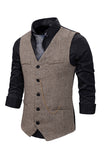 V-hals Single Breasted Heren Grijs Casual Vest