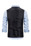 V-hals Single Breasted Heren Grijs Casual Vest