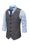 V-hals Single Breasted Heren Grijs Casual Vest