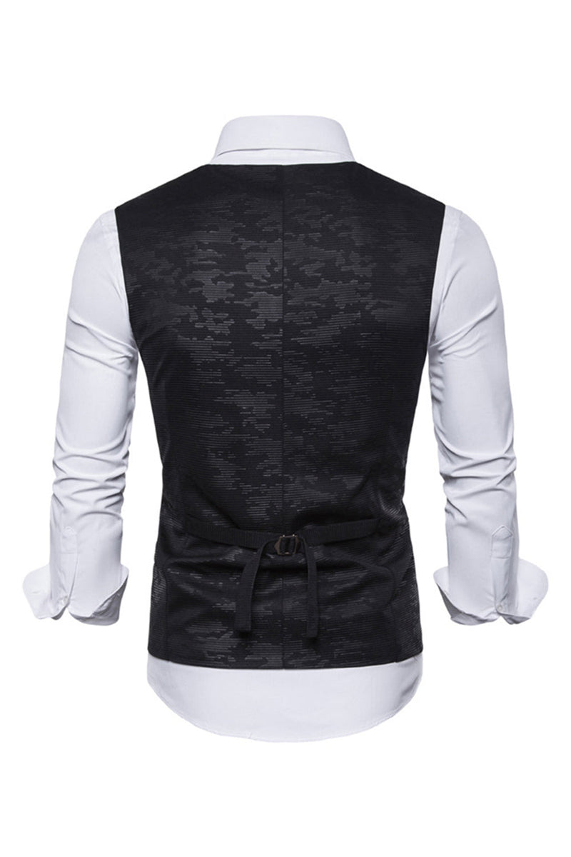 Afbeelding in Gallery-weergave laden, Zwart Double Breasted Heren Vest met Shirt Accessoires Set
