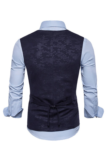 Zwart Double Breasted Heren Vest met Shirt Accessoires Set