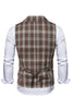 Afbeelding in Gallery-weergave laden, Sjaal Kraag LinkedIn Gestreept Double Breasted Bruin HerenPakken Vest