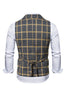 Afbeelding in Gallery-weergave laden, Sjaal Kraag LinkedIn Gestreept Double Breasted Bruin HerenPakken Vest
