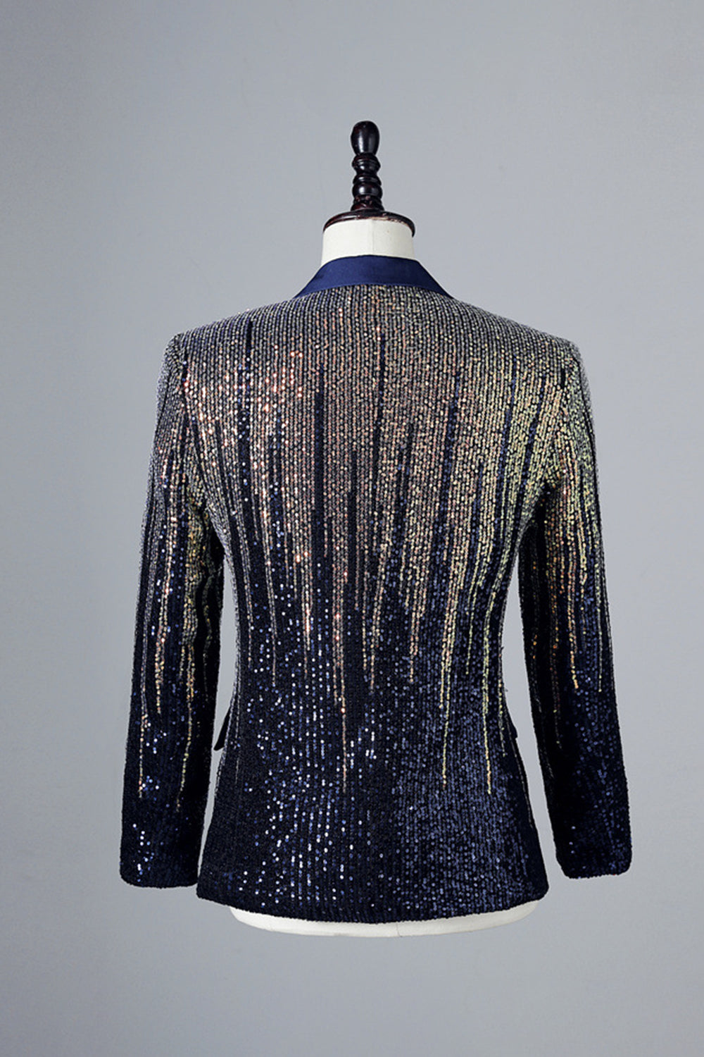Glitter Navy Pailletten Single-Breasted Heren Blazer