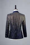 Glitter Navy Pailletten Single-Breasted Heren Blazer