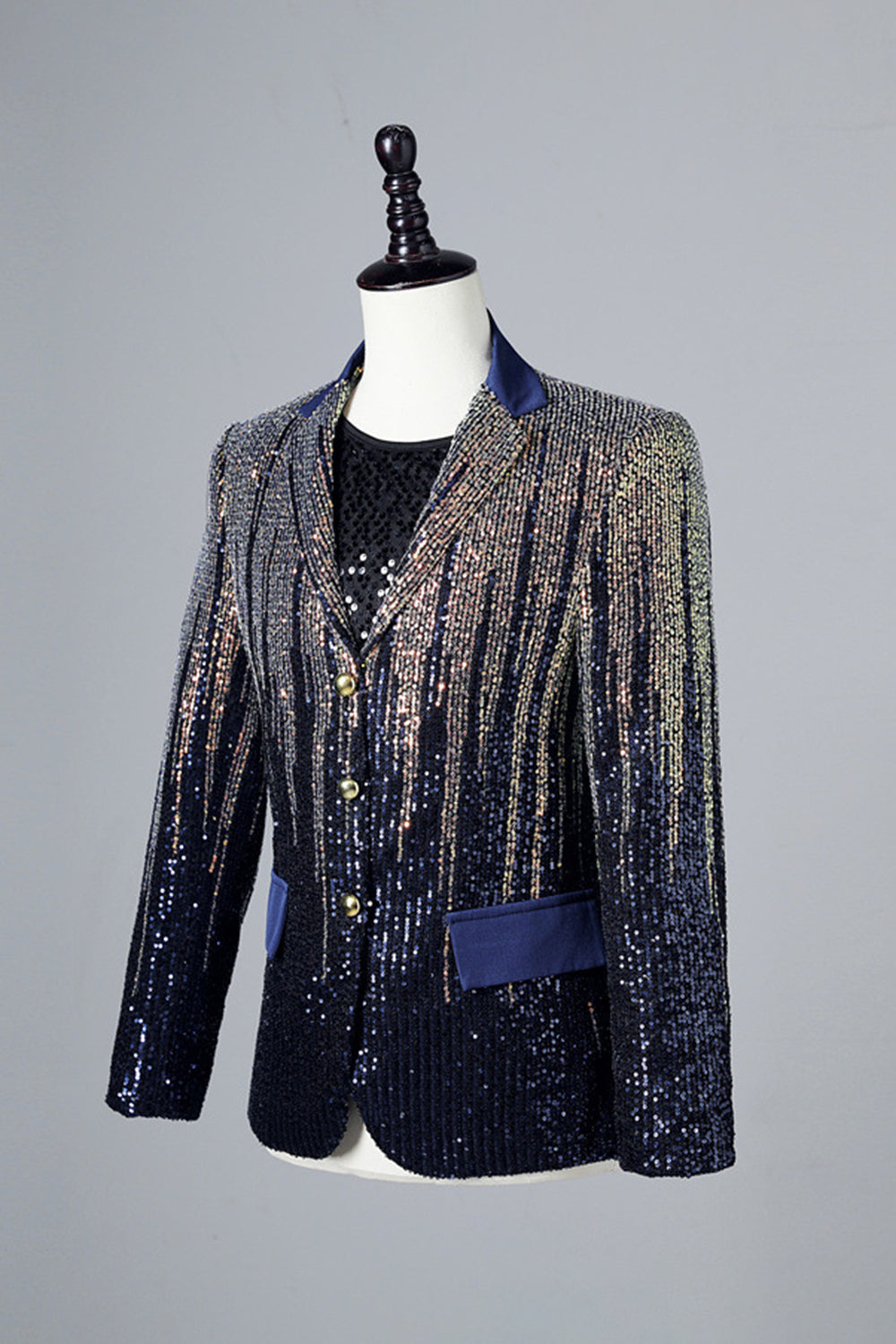 Glitter Navy Pailletten Single-Breasted Heren Blazer