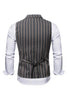Afbeelding in Gallery-weergave laden, Donkergrijs Gestreept Gekerfd Revers Heren Vest met Shirt Accessoires Set