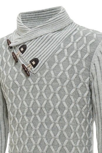 Grijze standkraag pullover trui voor heren
