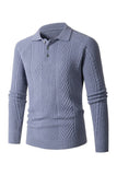 Grijze heren casual kraag pullover trui