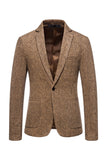 Kaki Tweed One Button Gekerfde Revers Heren Blazer