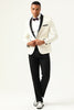 Afbeelding in Gallery-weergave laden, One Button Witte Sjaal Revers Jacquard Heren Prom Blazer