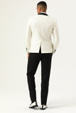 One Button Witte Sjaal Revers Jacquard Heren Prom Blazer