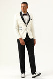 One Button Witte Sjaal Revers Jacquard Heren Prom Blazer