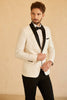 Afbeelding in Gallery-weergave laden, Witte Sjaal Revers Jacquard One Button Heren Prom Blazer