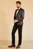 Afbeelding in Gallery-weergave laden, Zwarte Jacquard Sjaal Revers One Button Heren Gala Blazer