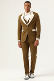 Brown Peak Revers Single Button Heren Prom Suits