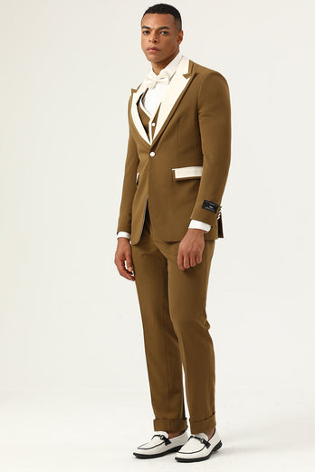 Brown Peak Revers Single Button Heren Prom Suits