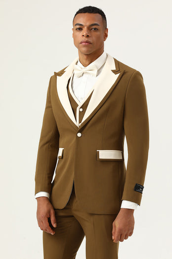Brown Peak Revers Single Button Heren Prom Suits