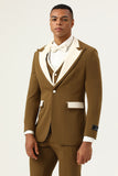 Brown Peak Revers Single Button Heren Prom Suits