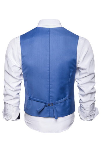 Sjaal hals blauw double breasted heren vest