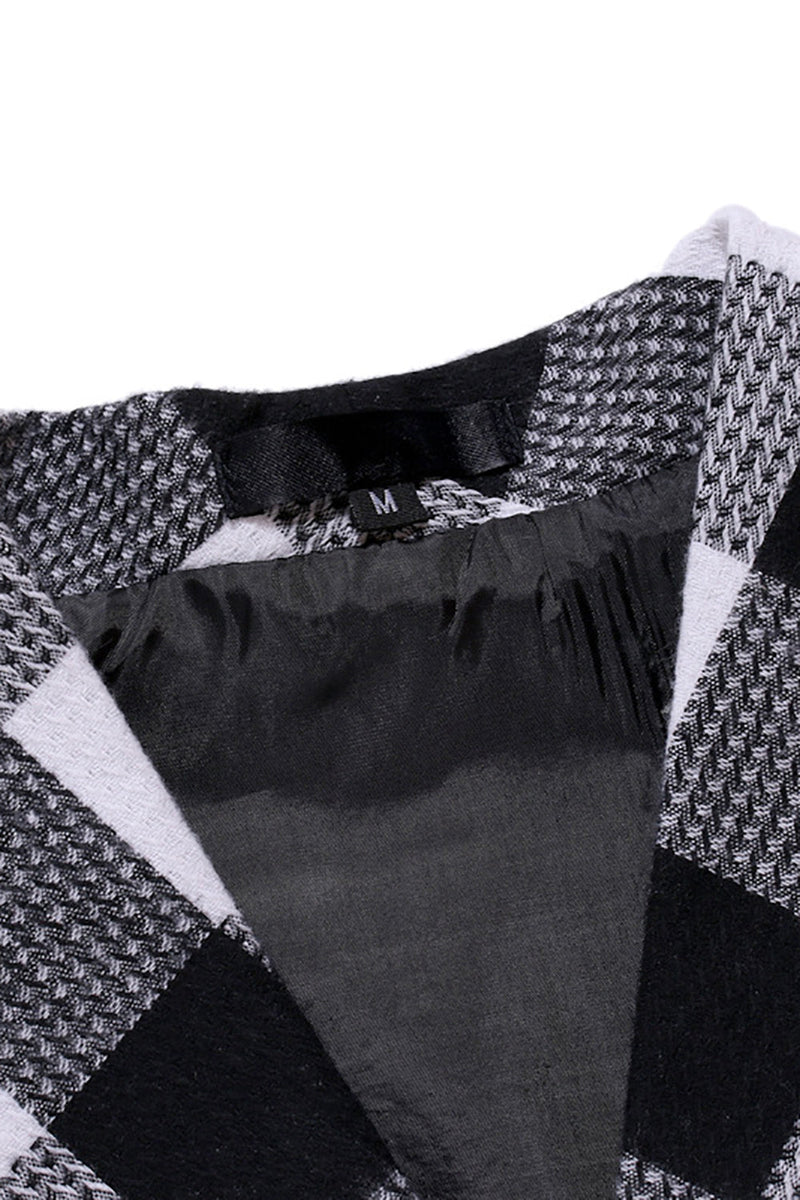 Afbeelding in Gallery-weergave laden, Sjaal kraag double breasted geruit herenpak vest