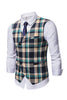 Afbeelding in Gallery-weergave laden, Single Breasted V-Hals Plaid Herenvest