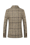 Grijze Grid Gekerfde Revers Heren Blazer